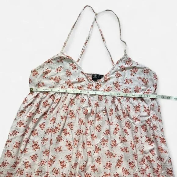 Volcom Pink Floral Spaghetti Strap BabyDoll Mini Dress (Size Medium) - Picture 4 of 8